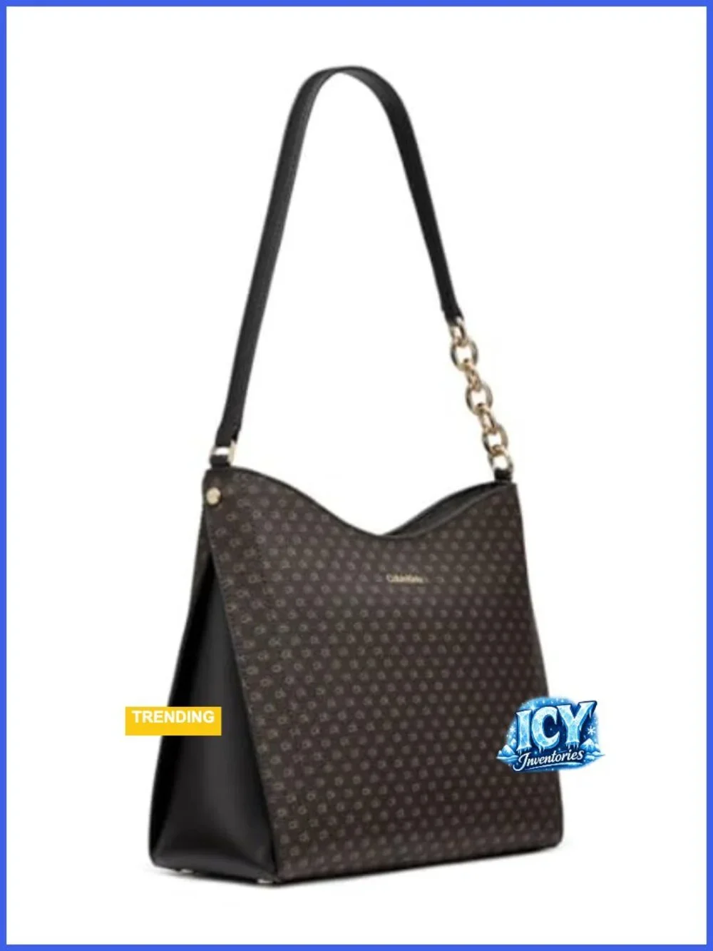 Faux Leather Hobo Shoulder Bag with Chain Strap, Interior Pockets